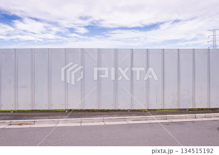 street wall background ,Industrial background, empty grunge urban street with warehouse brick wall 134515192