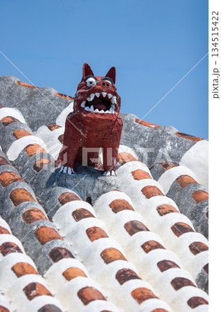 竹富島・赤瓦屋根のシーサー 竹富島・赤瓦屋根のシーサー 134515422