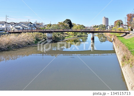 越谷散歩・元荒川に架かる宮前橋　越谷市御殿町　 134515713