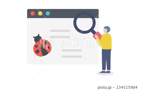 QAエンジニアのイラスト – ソフトウェア品質管理とテスト工程 134515984