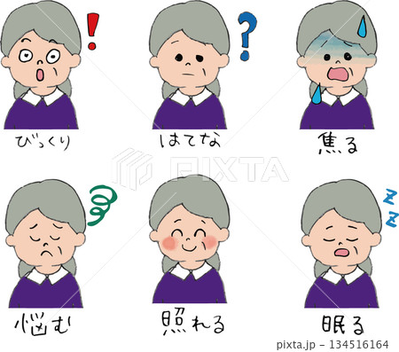 中年女性の様々な表情 中年女性の様々な表情 134516164