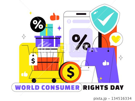 World Consumer Rights Day Vector Illustration on March 15 Featuring Shopping Bags Symbolizing Respected And Protected Consumer Rights World Consumer Rights Day Vector Illustration on March 15 Featuring Shopping Bags Symbolizing Respected And Protected Consumer Rights 134516334
