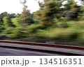 Motion Blur Landscape Seen from Moving Train 134516351
