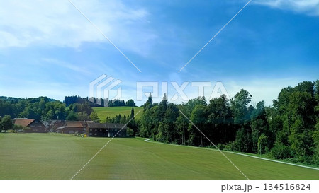 Zurich, Switzerland - August 14 2022: View From Train from Lauterbrunen to Zurich 134516824