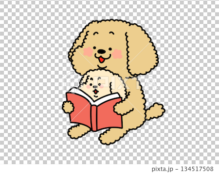 教育、読み聞かせ、知育、犬の親子 134517508