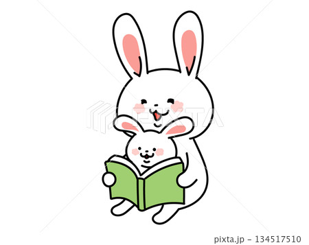 教育、読み聞かせ、知育、うさぎの親子 134517510