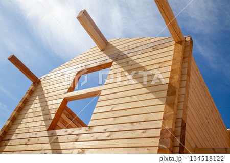 Construction of Wooden House from Sawn Timber 134518122
