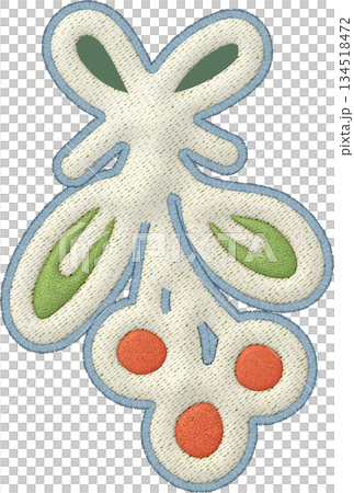 Christmas element patchwork mistletoe applique embroidery ornament, festive textile design on transparent background Christmas element patchwork mistletoe applique embroidery ornament, festive textile design on transparent background 134518472