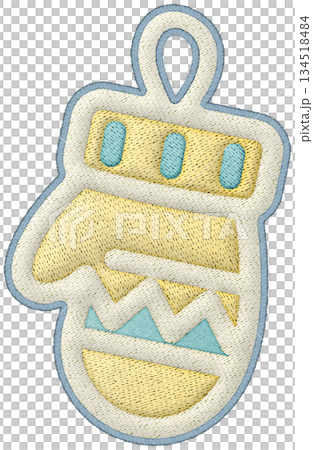 Christmas mittens embroidery patchwork element ornament for winter holiday craft design 134518484