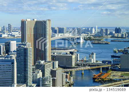 東京都港区　高輪ゲートウェイシティ 　ニュウマン高輪　28階　山吹の庭からレインボーブリッジ方面 134519089