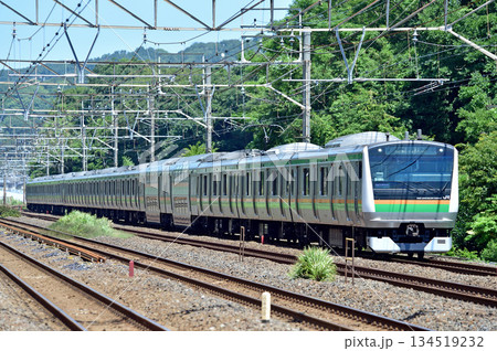 東海道本線　二宮－国府津　JR東日本　E233系3000番台　E-08編成（国府津） 134519232