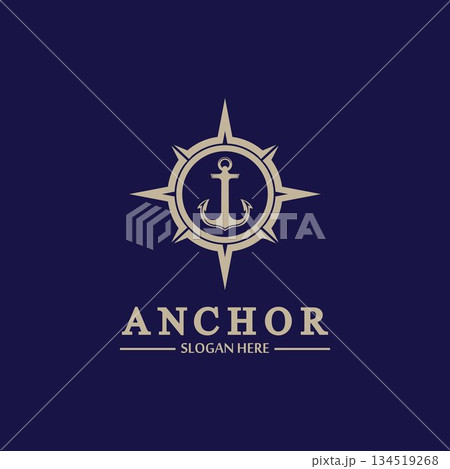 Anchor compass concept icon Logo vector illustration design,Nautical logo template. Flat design style on background. Anchor compass concept icon Logo vector illustration design,Nautical logo template. Flat design style on background. 134519268