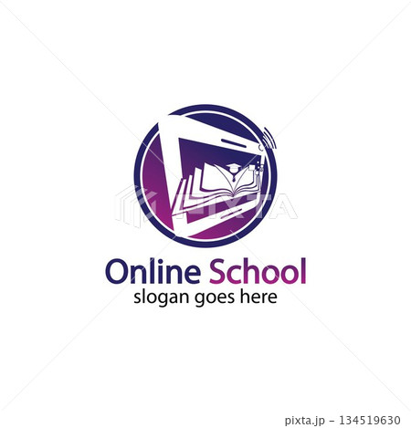 Online Education logo design template. Online course logo design. Online Learning logo 134519630