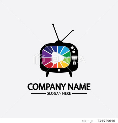 Tv Logo Design Media Technology Symbol Television,television media play logo design template vector,Emblem, Design Concept, Creative Symbol, Icon 134519646