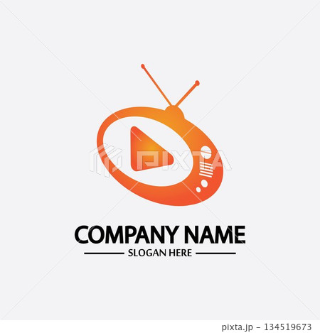 Tv Logo Design Media Technology Symbol Television,television media play logo design template vector,Emblem, Design Concept, Creative Symbol, Icon 134519673