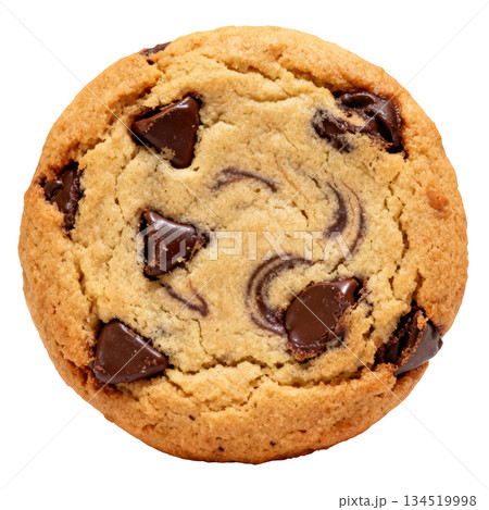 Delicious fresh baked chocolate chip cookie, sweet comforting snack Delicious fresh baked chocolate chip cookie, sweet comforting snack 134519998