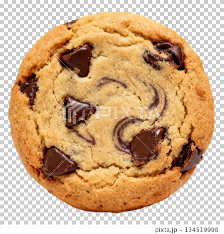 Delicious fresh baked chocolate chip cookie, sweet comforting snack 134519998