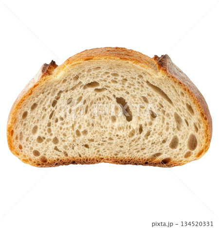 Comforting rustic loaf of sourdough bread cut fresh from bakery 134520331