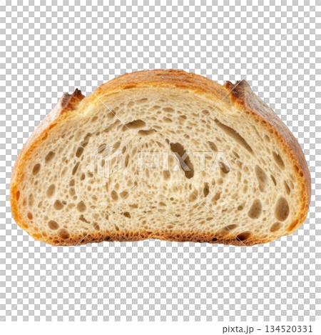 Comforting rustic loaf of sourdough bread cut fresh from bakery 134520331