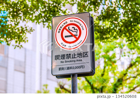 日本の横浜都市景観喫煙禁止地区。横浜駅前の喫煙禁止地区。近年、高齢者の喫煙が目立つ…＝横浜駅西口 134520608