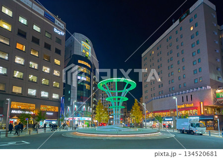 夜の東京都豊島区北大塚のJR大塚駅北口からイロノワヒロバ(公園)方面を見る 夜の東京都豊島区北大塚のJR大塚駅北口からイロノワヒロバ(公園)方面を見る 134520681