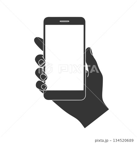 スマートフォンを持つ手のシルエットアイコン スマートフォンを持つ手のシルエットアイコン 134520689