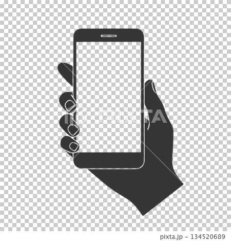 Silhouette icon of a hand holding a smartphone Silhouette icon of a hand holding a smartphone 134520689