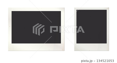 Blank old photograph vertical and horizontal frames with stained effect isolated template graphic illustration have blank space. 134521053