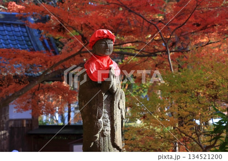 A buddhist jizo statue at the Chusonji temple at Hiraizumi town in Iwate prefecture in Tohoku Japan 134521200