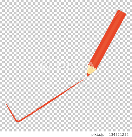 チェックマークを描く赤えんぴつのイラスト チェックマークを描く赤えんぴつのイラスト 134521232