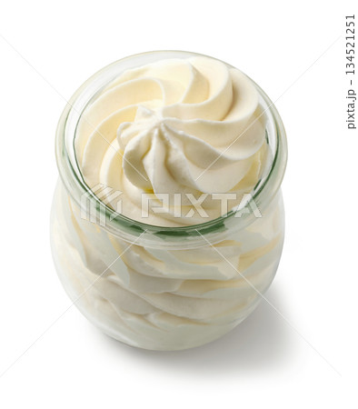 whipped cream in glass jar 134521251