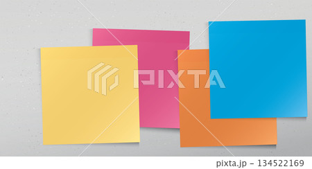 Colorful syicky notes papers square shape superimposed stick on cement wall texture horizontal background graphic illustration. Colorful syicky notes papers square shape superimposed stick on cement wall texture horizontal background graphic illustration. 134522169