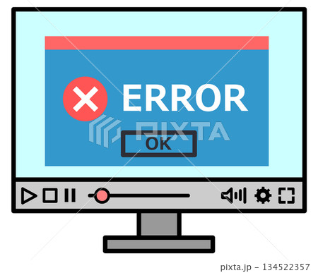パソコンが重要な破損エラーでフリーズした画面イラスト 134522357