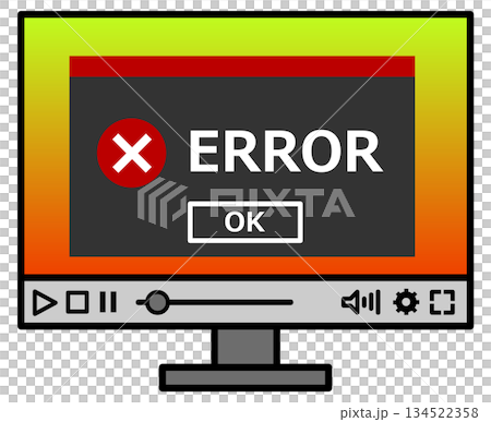 パソコンが重要な破損エラーでフリーズした画面イラスト 134522358