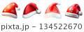 Set of illustrations of Christmas Santa hats on a transparent background, PNG image 134522670