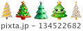 Set of illustrations of Christmas trees on a transparent background, PNG image 134522682