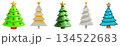 Set of illustrations of Christmas trees on a transparent background, PNG image 134522683