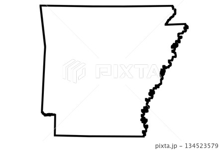 Arkansas map. hard boundary line map of Arkansas state 134523579