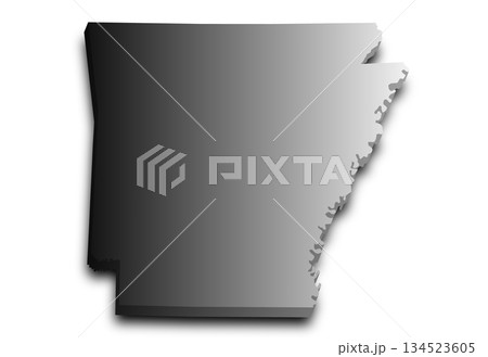 Arkansas map. 3d Map of Arkansas state with color. United State of America, US, United State 134523605