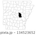Map of lonoke County in Arkansas state on white background. Single county map highlighted by black colour on Arkansas map. UNITED STATES, US 134523652
