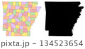 Arkansas map, Arkansas administrative map, Arkansas outline and counties state map set - illustration version 134523654