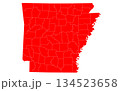 Arkansas administrative map. counties map of Arkansas, blank Arkansas Map, empty map of Arkansas 134523658