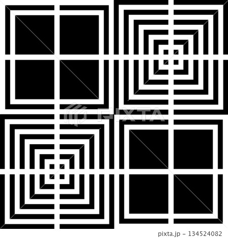 Seamless Geometric Checked Pattern. Black and White Texture. 134524082