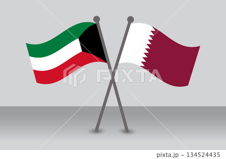 Crossed Flags of Kuwait and Qatar, Diplomacy and International Relations. Crossed Flags of Kuwait and Qatar, Diplomacy and International Relations. 134524435