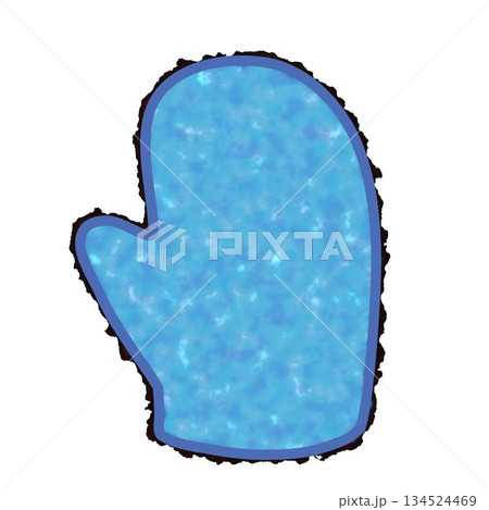 青いもこもこのミトンのイラスト 134524469