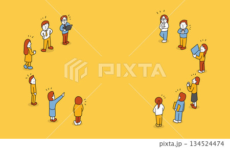 集まるビジネスマンのイラストフレーム 134524474