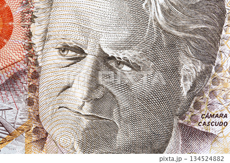 Camara Cascudo a closeup portrait from old Brazilian money 134524882