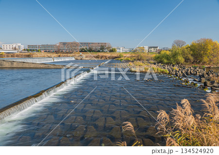 桂川の堰　京都市 134524920