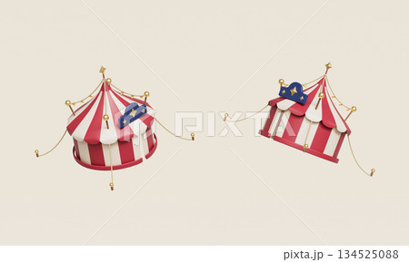 Red and White Striped Circus Tent. 3D Rendering. 134525088
