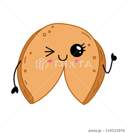 Cute Winking Fortune Cookie Character Illustration Cute Winking Fortune Cookie Character Illustration 134525970